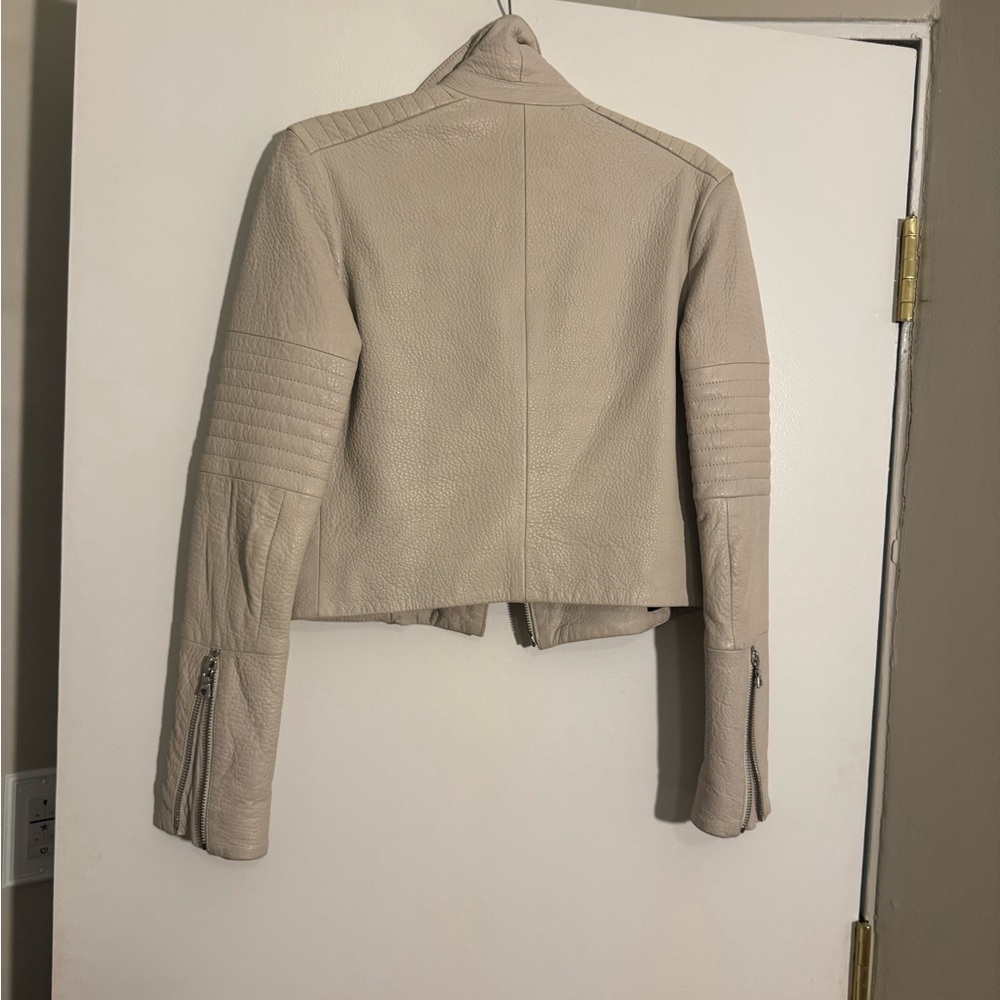J Brand Beige Leather Jacket - Picture 3 of 4